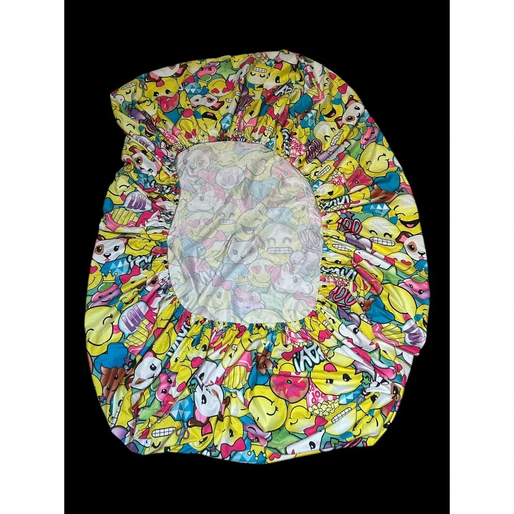 Justice Girls Emoji Print Fitted SheetTwin Yellow Multi Unicorn LOL YAY